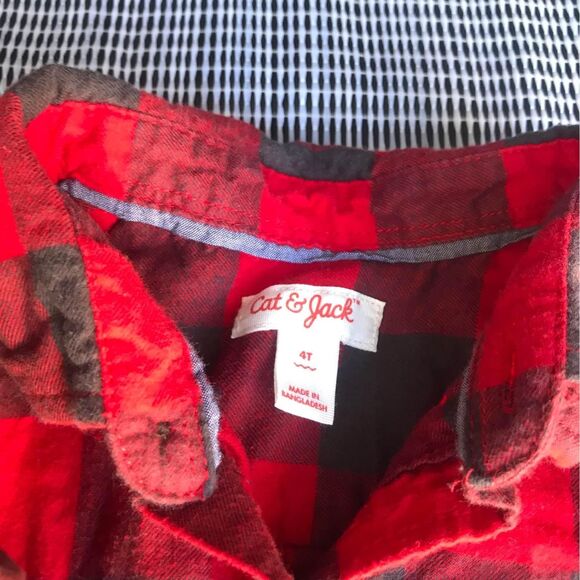 Boys Old Navy Tan & Flannel Pants & Red Flannel plaid outfit Size 4T - Picture 3 of 6